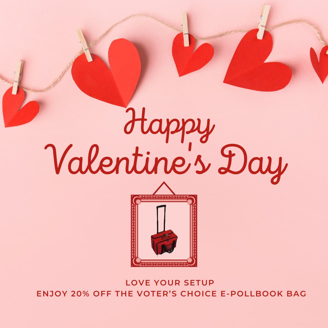 printelect's tweet photo. Show your equipment a little love this Valentine’s Day ❤️🤍 Enjoy 20% off the Voter’s Choice E-Pollbook Bag with code Holiday214 and keep your setup protected, organized, and ready when it matters most. ❤️

#ValentinesDay #ElectionReady #EPollbook #ElectionOfficials #ElectionPrep https://t.co/PSuFn2RUy2