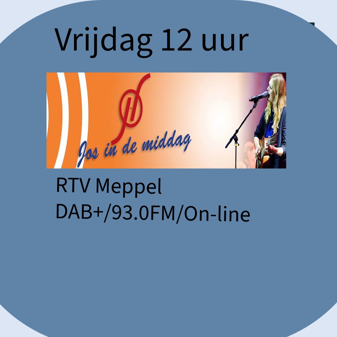 Muziek uit Meppel, vrijdag van 12-14 uur op RTV Meppel

vrijdag 2 uur lang een speciale Jos in de middag met 2 uur lang muziek uit Meppel.
Laat je verrassen met kwaliteits muziek uit onze eigen gemeente.
Denk je ik mis nog een Meppelse release laat het dan weten in de comments.