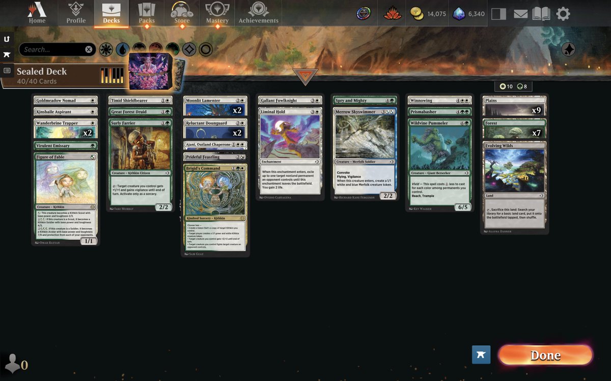 TradingPoster's tweet photo. 7-1 in the direct on my first try! Won the first game with the straight GW version pictured but I felt like my top end and removal were lacking so I decided to add the black splash and was happy I did. I was lazy and ran 41 cards, but what should I have cut? @fireshoes https://t.co/wmflDE9qFQ