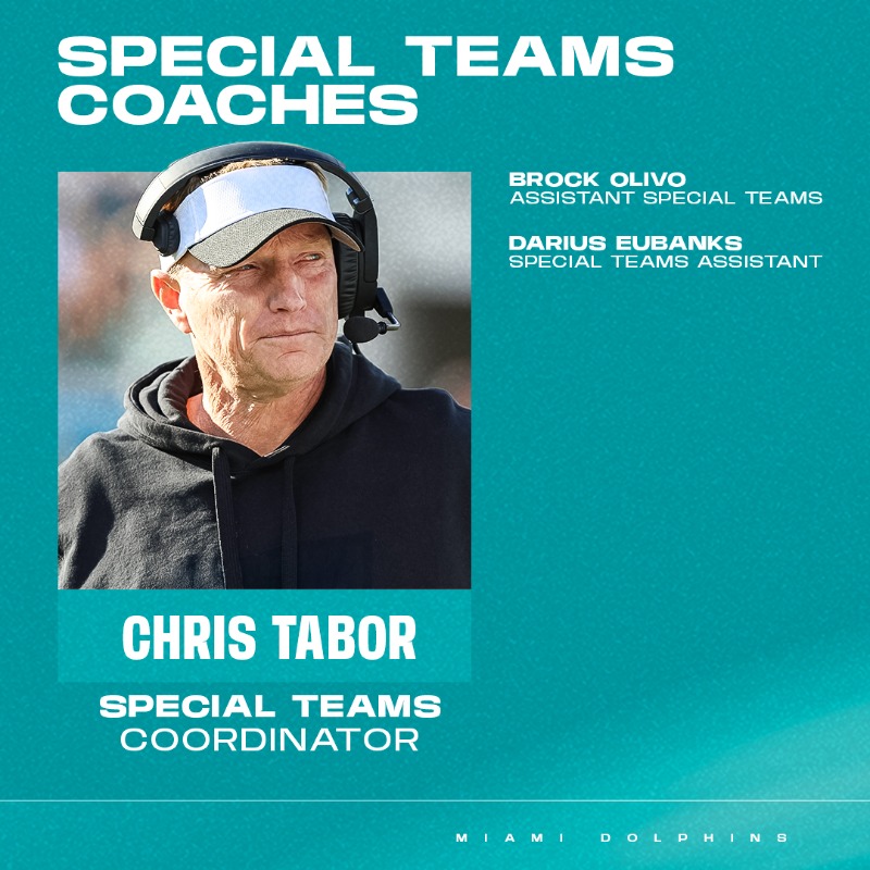 MiamiDolphins's tweet photo. Our coaching staff is set. 🐬