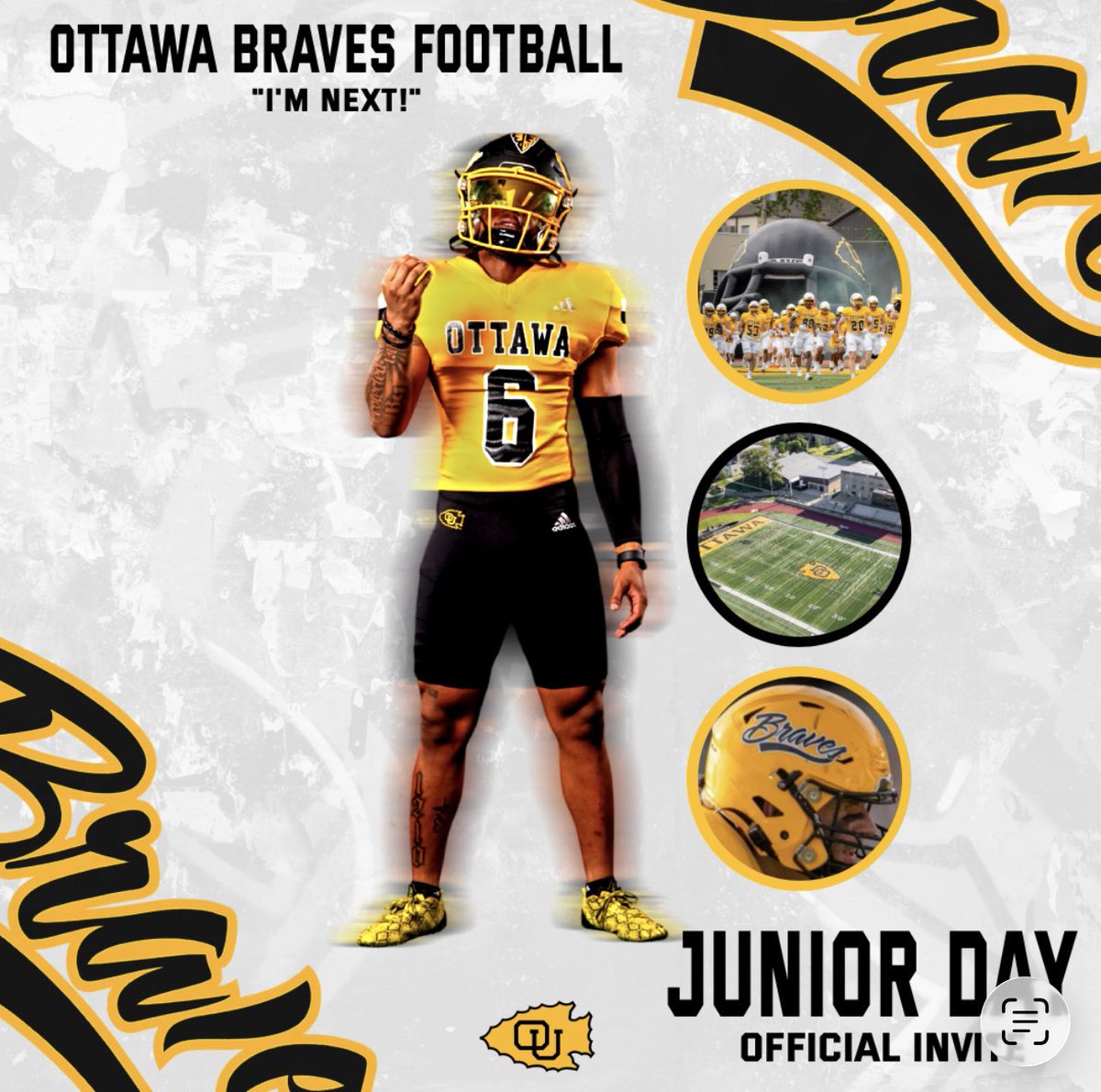 GavinG2027's tweet photo. Very blessed to receive a Junior Day invite @OttawaBravesFB from @CoachSCDub.  I’m excited for the opportunity to learn more about the culture and meeting the coaches. 

@CoachNickDavis @Coach_CEdwards 
@Coach__CA @EngmanHayden @Coach_JohnsonOU @CoachJRupnow @ZacSheehan2 @ElijahValles7