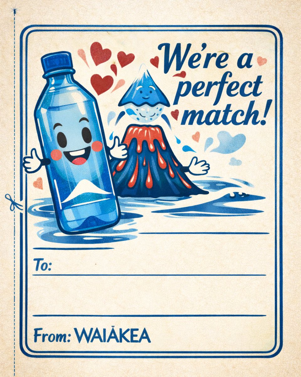 waiakea's tweet photo. Send this to someone you lava. 🌋😊💌 
#drinkwaiakea #ValentinesDay2026 https://t.co/4ZcuJRGTfe