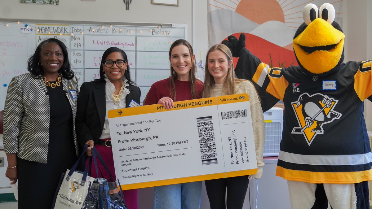penguins's tweet image. Congratulations to our @Highmark_BCBS Most Valuable Educator Contest winner, Amanda Vigliotti from Pine-Richland High School 🎉

She’s headed to NYC for an unforgettable Penguins away game experience!