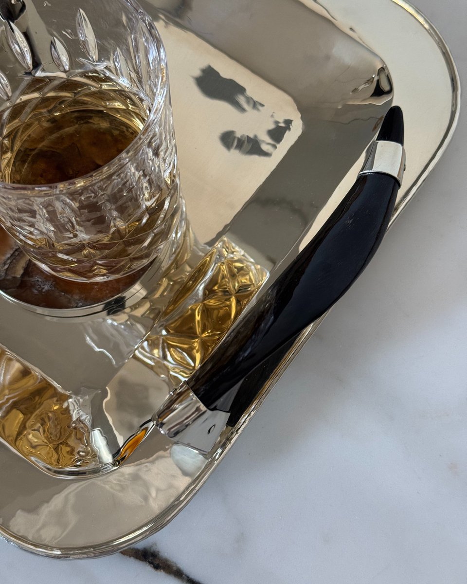 airedelsurstore's tweet image. VALLE HORN — Bar Tray

The art of serving, elevated to object.

Hammered alpaca and natural horn, shaped by hand into a timeless piece conceived for slow rituals and enduring presence.

One of a kind.
Handcrafted in Argentina.

#airedelsur #airedelsurstore