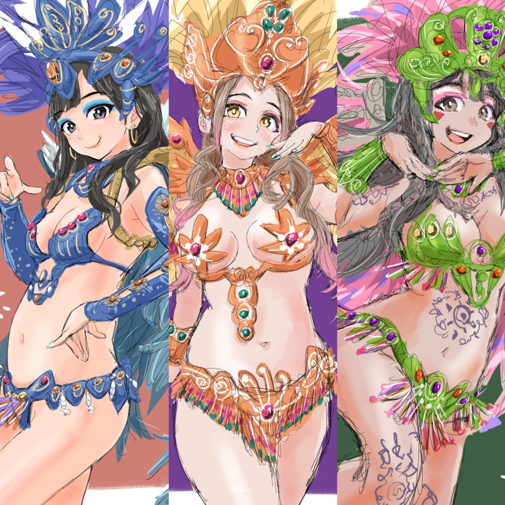 サンバガールズ💃🏻💃🏻💃🏻
#イラスト #illustration