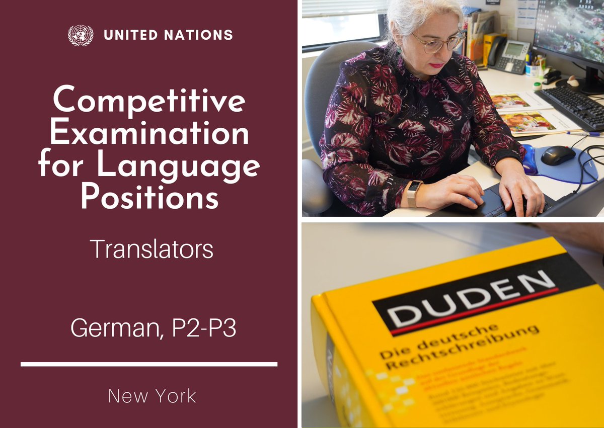 🔔 Good news: More time to apply!

📢The application deadline for the 🇺🇳 <a href="/UN/">United Nations</a> #German #Translators exam is now 24 February 🗓️ 

Bring your expertise to the global stage at #UNHQ 🌎

Jetzt bewerben 👉 bit.ly/CELP-German