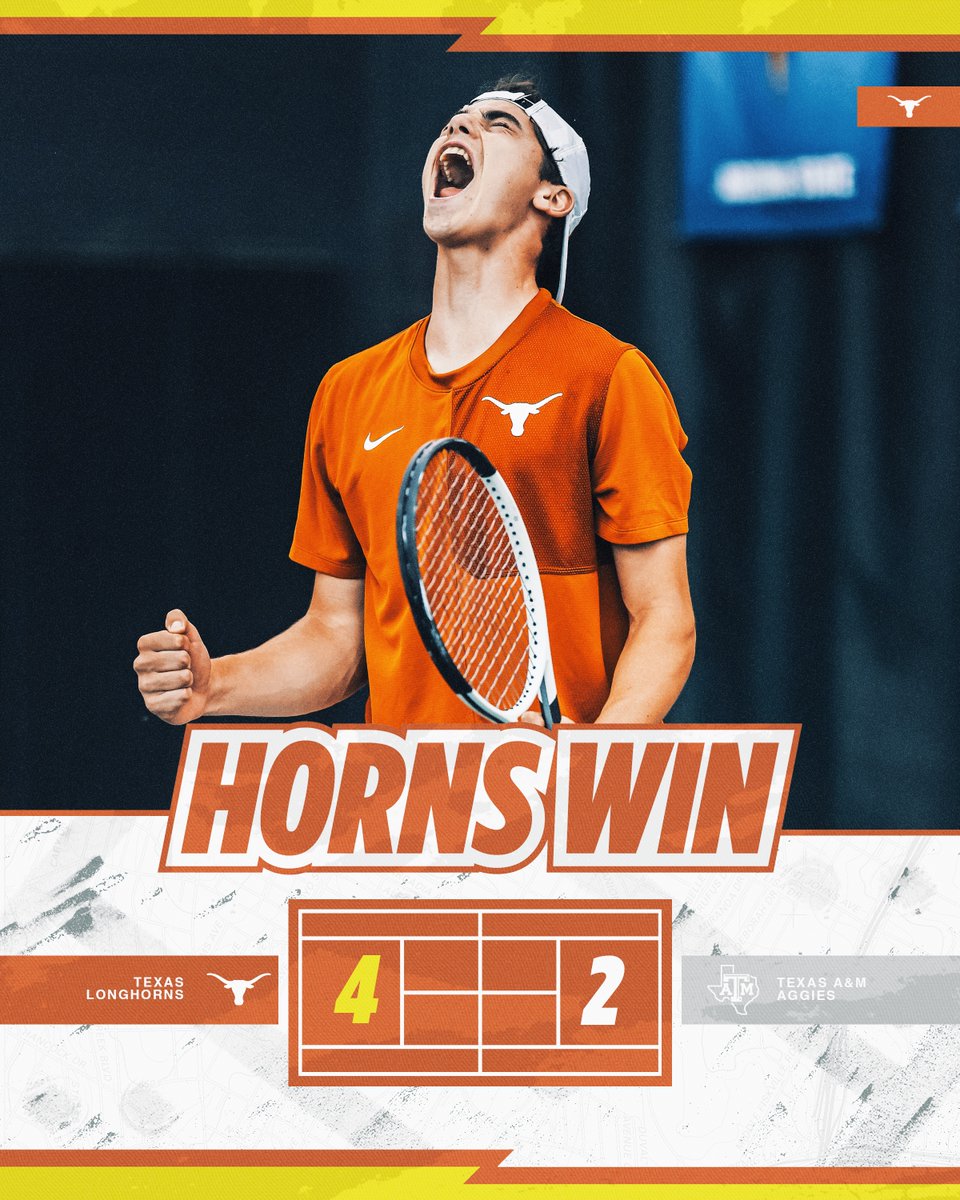 TexasMTN's tweet photo. And there it is!! The Horns say goodbye to A&amp;M and hello to the #ITAIndoors quarterfinals!

Next up, they'll take on #5 TCU tomorrow at 12 pm CT!

#HookEm 🤘🎾 https://t.co/FsRrabVXNP