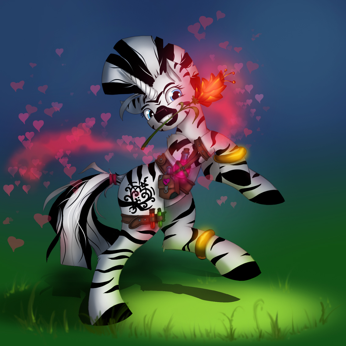 Valentine's Day coming! So it's time for my every year character - Zebracorn!! And now she hold some rare flower called Love-Love. Go get new potions, zebracorn!!
#pony #OriginalCharacter #ValentinesDay2026