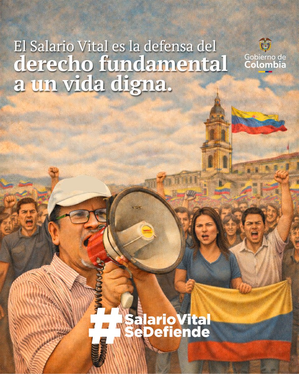 ✊🏽 El #SalarioVitalSeDefiende porque garantiza que millones de trabajadores y trabajadoras en Colombia puedan asegurar una vida digna para ellos y sus familias. 

Es un derecho adquirido por quienes sostienen la economía del país y contribuyen, con su trabajo diario, al