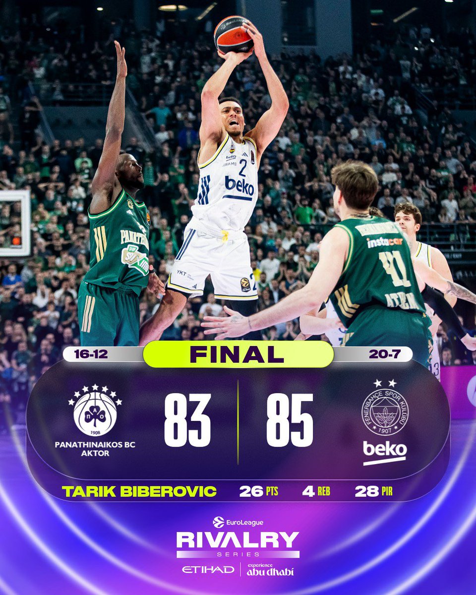 EuroLeague's tweet photo. 😮‍💨 An insane ending to a true nail-biter!

#RivalrySeries https://t.co/fOYGBIofvb