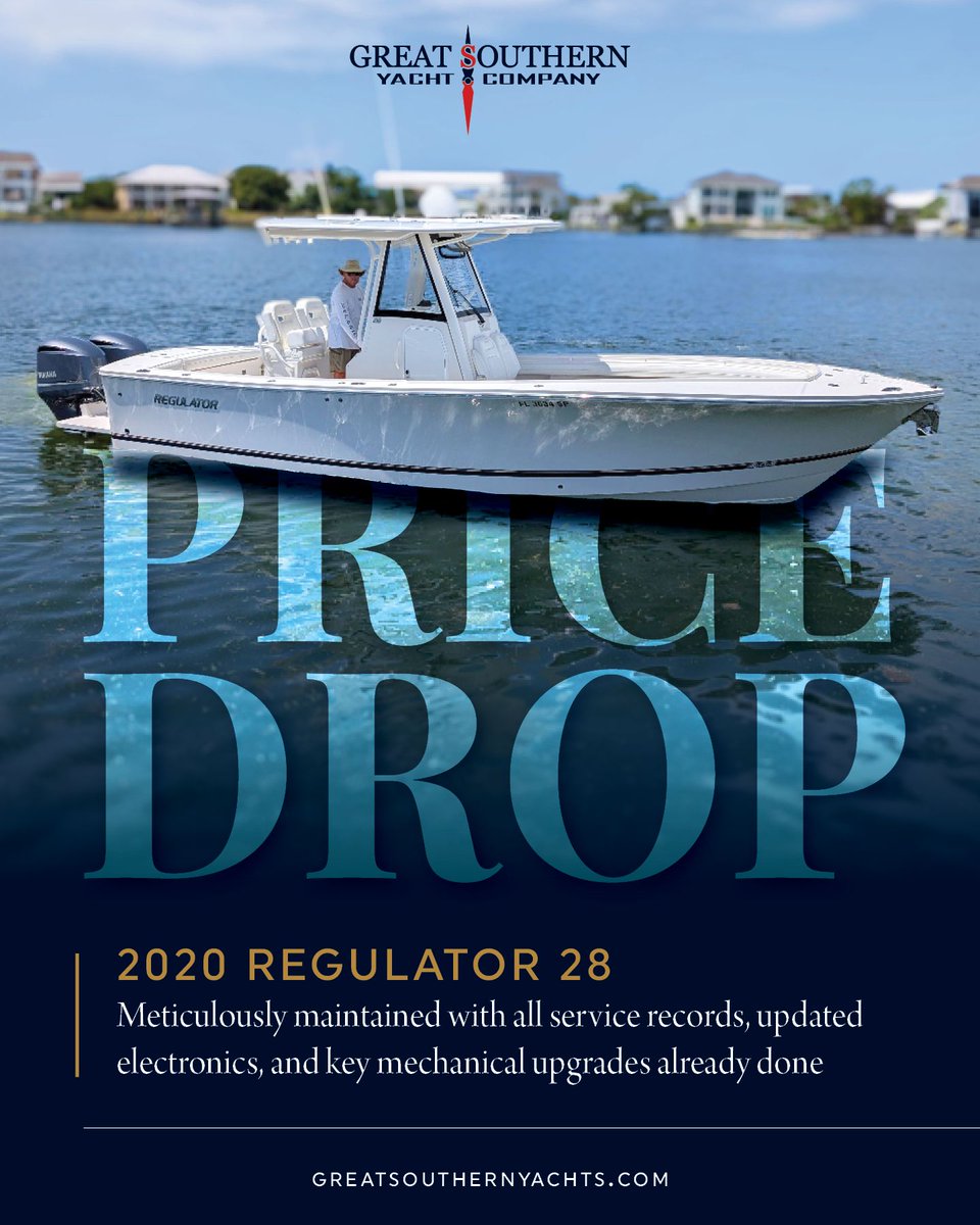 GSYacht's tweet photo. Loaded with Recent Upgrades &amp; Maintained to the Highest Standard
Now offered at a newly reduced price, This 28 Regulator is dialed in and ready to fish or cruise today. 
For more info, call Chris at 850-502-1861 or visit https://t.co/5uqwV5FFzm https://t.co/XJLQS3qWTB