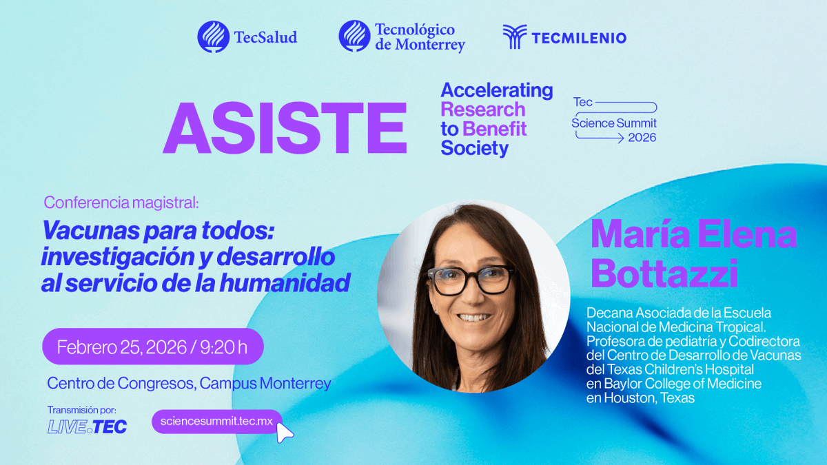 tec_summit's tweet photo. ✨ Explora cómo la investigación y el desarrollo de vacunas contribuyen a proteger la salud global y a impulsar el acceso equitativo para todos. ¡Acompáñanos a esta interesante conferencia!
🔗 Regístrate en https://t.co/9zPD7LWvQf
*Evento híbrido y gratuito.
#TecScienceSummit https://t.co/W4UoRDOvNp