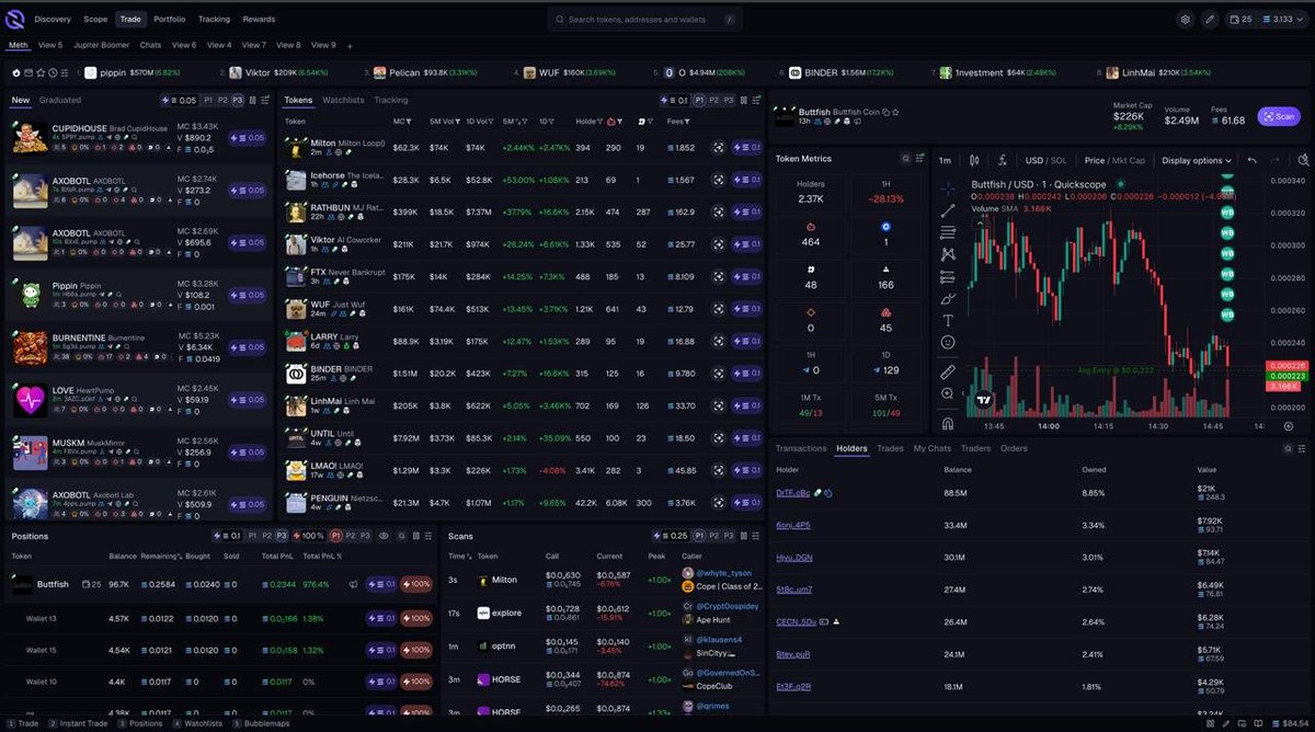 Quickscope Weekly Updates

- 🏦 Multi-wallet support for up to 25 wallets 
- 🔗 Simplify Telegram Link Process 
- 🔍 Quick Search Wallets in Top Bar
- 🎨 Update color scheme w/ increased contrast 
- 🦅 Dex Labels + Filters 
- ⚙️ Filter by Socials 
- 🫣 Hide views bar with V