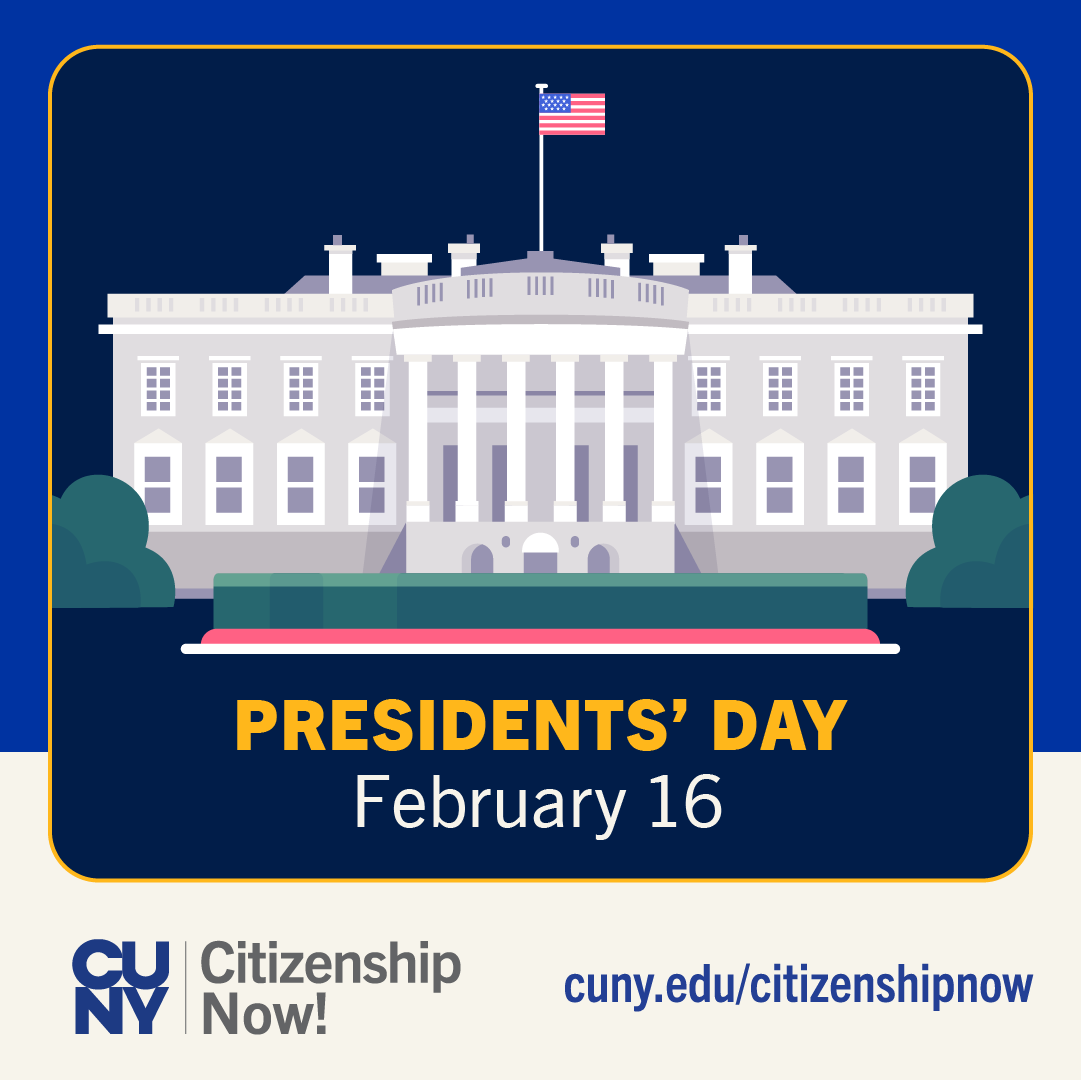 CUNYCitizenship's tweet photo. Please note that our staff members will be off on Monday, February 16, in observance of Presidents' Day. We will resume offering our services on Tuesday, February 17. https://t.co/mTU1mY581N