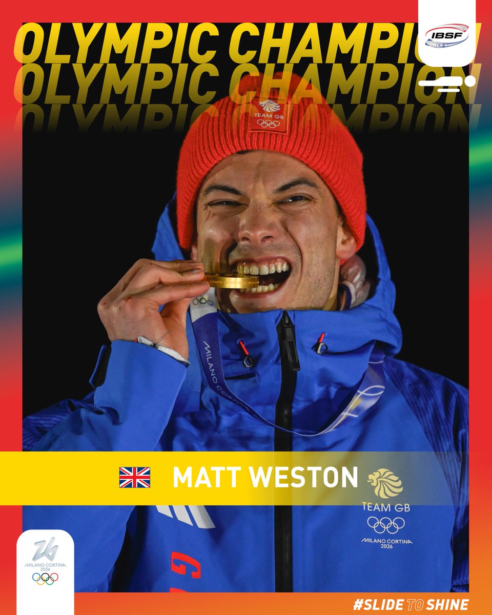 Matt Weston is 𝗢𝗟𝗬𝗠𝗣𝗜𝗖 𝗖𝗛𝗔𝗠𝗣𝗜𝗢𝗡! 🥇✨🇬🇧

Years of hard work &amp; dedication, ups &amp; downs, 4 track records and.. Olympic Gold Medal! ✨

#SlideToShine #MilanoCortina2026 #Olympics