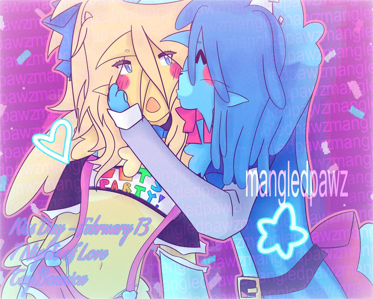 mangledpawz's tweet photo. KISS DAY || TOY BONNICA || #fyp #foryou #art #fnaf #fnafart #bonnica #mangledpawz https://t.co/PZNymExW6m