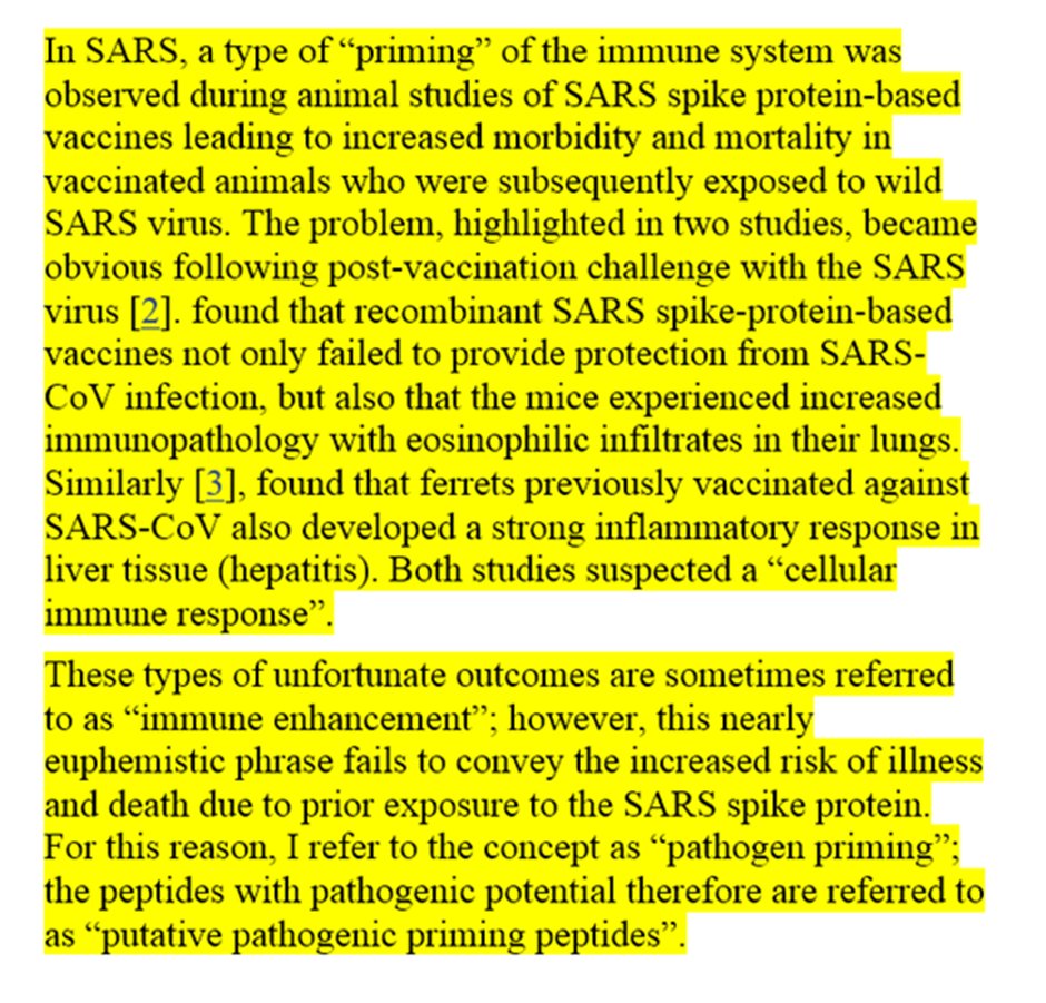 Mike77463289's tweet image. #PathogenicPriming
In SARS a type of “priming” of the immune system was observed during animal studies of SARS spike protein-based vaccines leading to increased morbidity and mortality in vaccinated animals who were subsequently exposed to wild SARS virus

ncbi.nlm.nih.gov/pmc/articles/P…