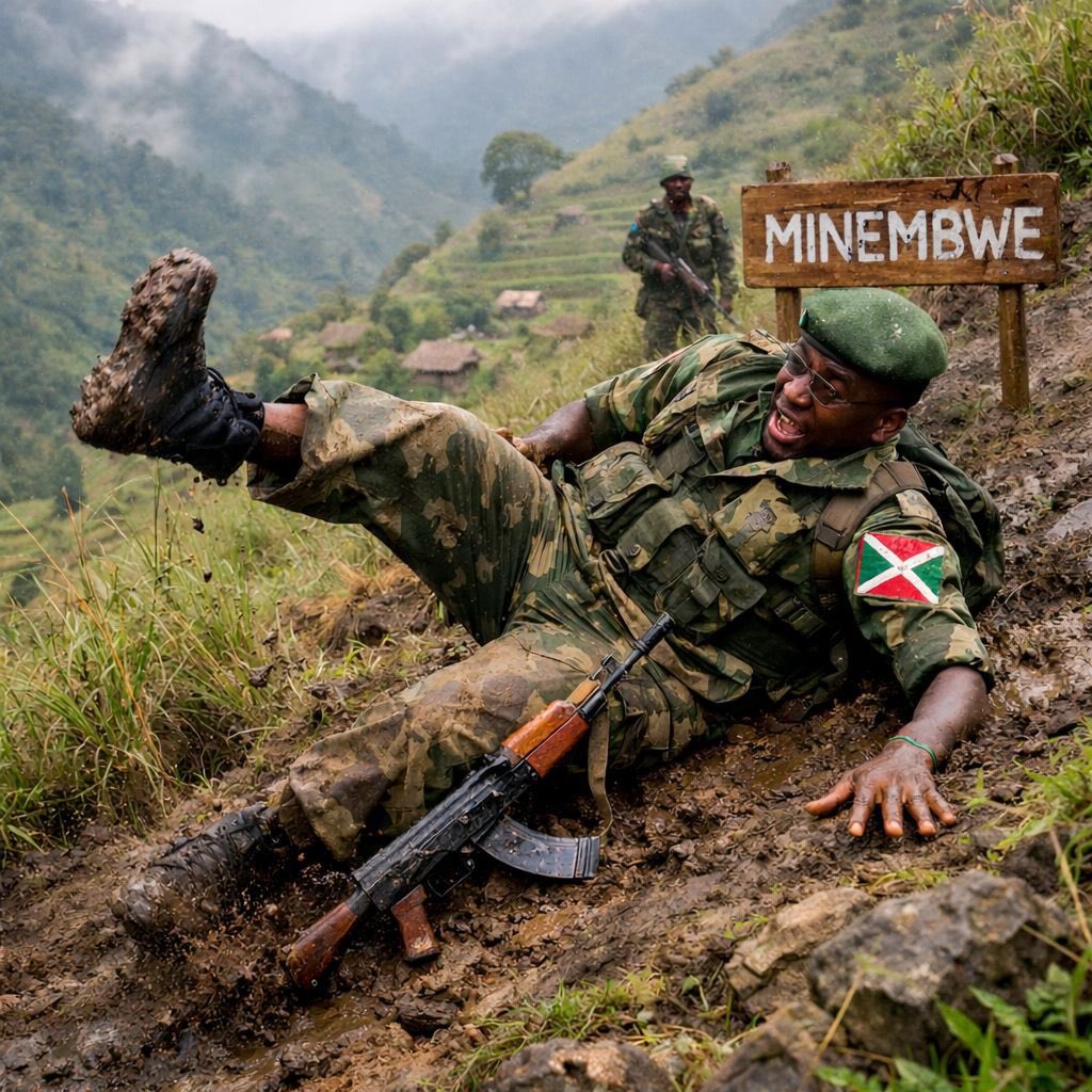 Chrisruhumuriza's tweet photo. Les militaires burundais avec la coalition satanique du régime de #Kinshasa sont entre de subir une léçon à #Minembwe, ce terrain est glissant! Apres mnt 9 ans, la victoire est tjr ds notre cas. #L’#UA entre les mains d’un #génocidaire, #generalNeva honte totale😩😩 https://t.co/Yw2NTRGg1q