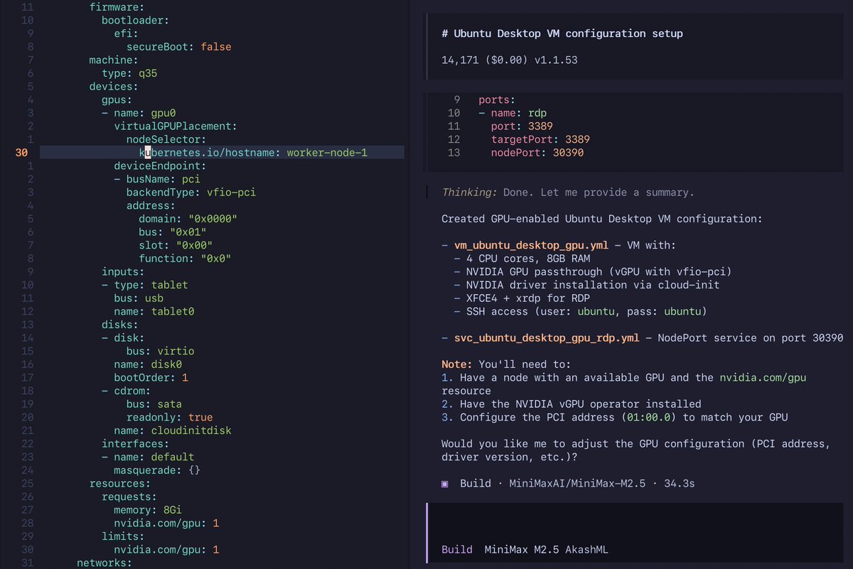Literally using it right now for development. No excuse, 100$ free credits on <a href="/akashnetAI/">AkashML</a> AkashML that you can integrate into your agents. #minimax