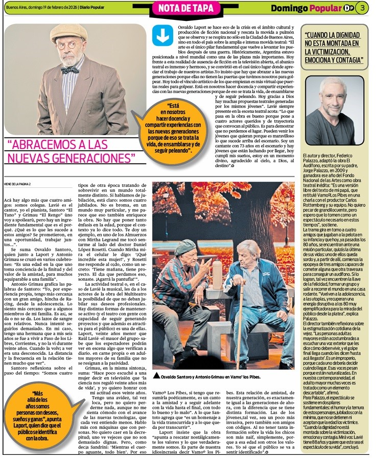 Fin de semana largo y el teatro se viene con todo. Vamo´Los Pibes, un canto a la amistad. Tierna, dulce y amorosa. Hecha por hombres, escrita por un hombrem dirigida por un hombre y se te cae alguna lagrimita de la emoción.