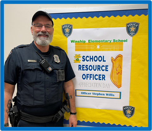 BecomingDrTodd's tweet photo. Who has the BEST school resource officer? Winship Elementary does! Our learning community appreciates Stephen Willis for being AMAZING beyond words! Happy School Resource Officer Appreciation Day! #RelationshipCentered #ServiceOriented @SpringISD @WinshipES https://t.co/A0zBd7rYNy
