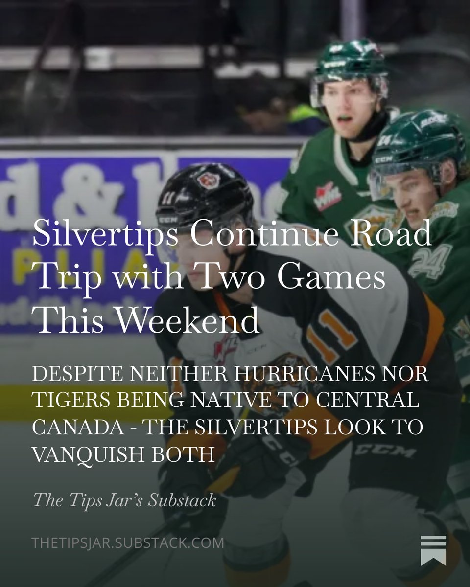 TheTipsJar's tweet photo. The Silvertips have a HUGE weekend in Central Alberta this weekend with games versus the Lethbridge Huricanes and Medicine Hat Tigers. Even better? The Weekend Preview is free to everyone!
https://t.co/Rv4KLDkcld
#ForEverett #GreenMeansGO #TheTipsJar https://t.co/X6F3SW2m5E