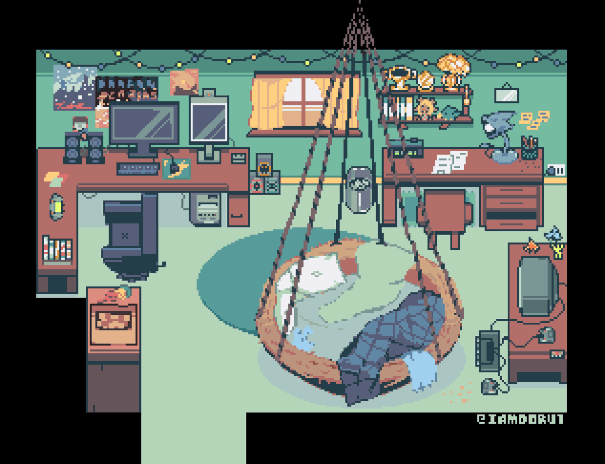 I really liked this room concept for Berdly so I tried to sprite it.

#deltarune #pixelart #deltarunefanart #berdly