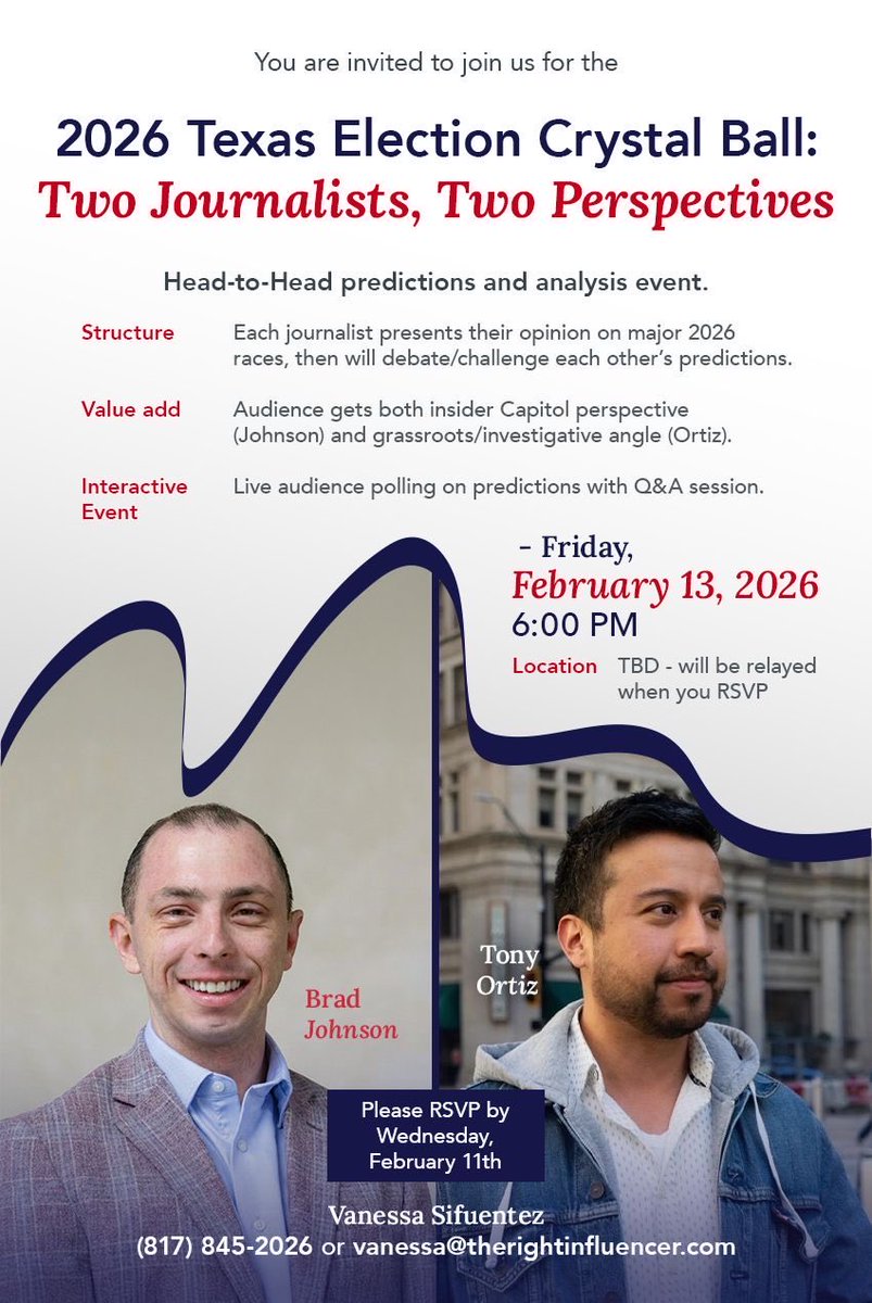 Dallas Express News CEO, Chris Putnam, moderates a "new media" panel on predictions for the March primary this evening at 6pm in Rockwall with <a href="/TXBullpen/">Texas Bullpen</a> founder Brad Johnson and <a href="/CurrentRevolt/">Tony Ortiz (Current Revolt)</a> founder Tony Ortiz. 
<a href="/DallasXCEO/">Chris Putnam</a>