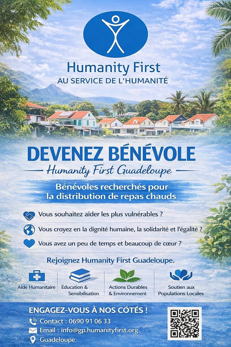 📢 APPEL À BÉNÉVOLES – HUMANITY FIRST GUADELOUPE
lance un appel au bénévolat pour renforcer son équipe lors des prochaines distributions de repas chauds en faveur des personnes les plus vulnérables. #Pointeapitre 
Nous recherchons des personnes sérieuses, engagées.
