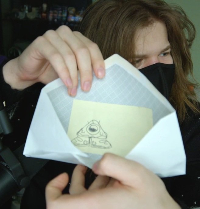 ForkInnTheEyess's tweet image. Ranboo showed us the original baby bill sketch they got from the charity auction :D HES SO CUTEEE