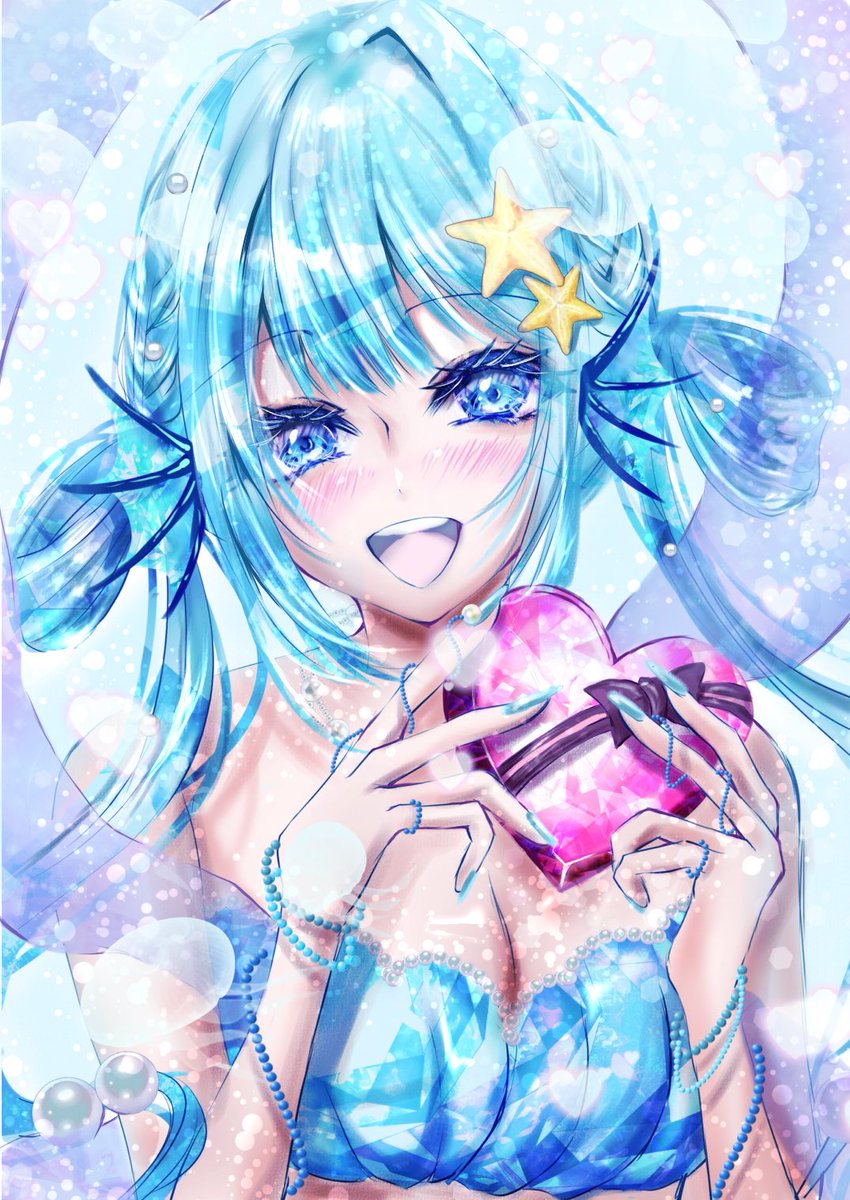 バレンタインイラスト happy Valentine🩵🫧