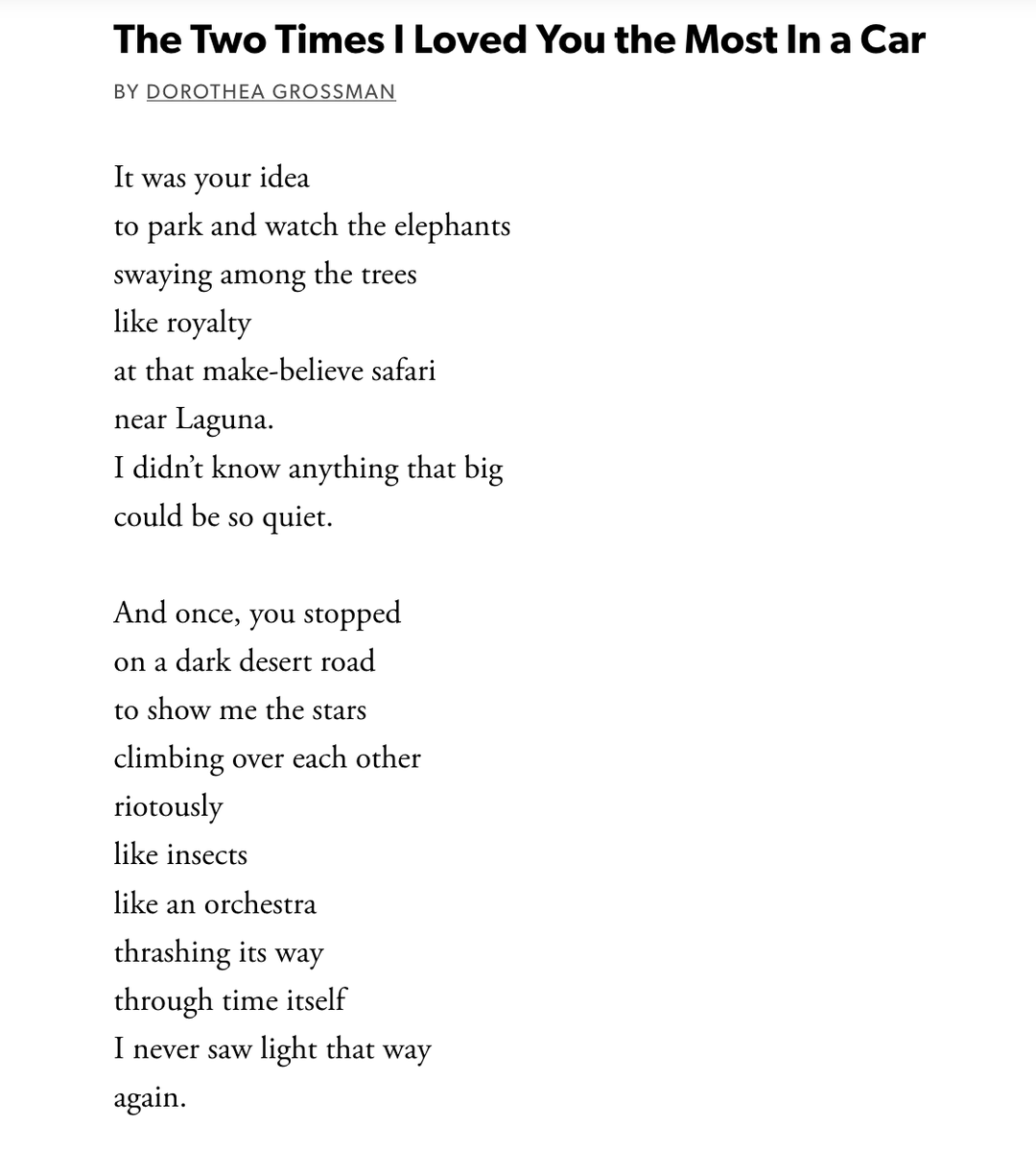 this might be my very favorite love poem? 

I never saw light that way / again.