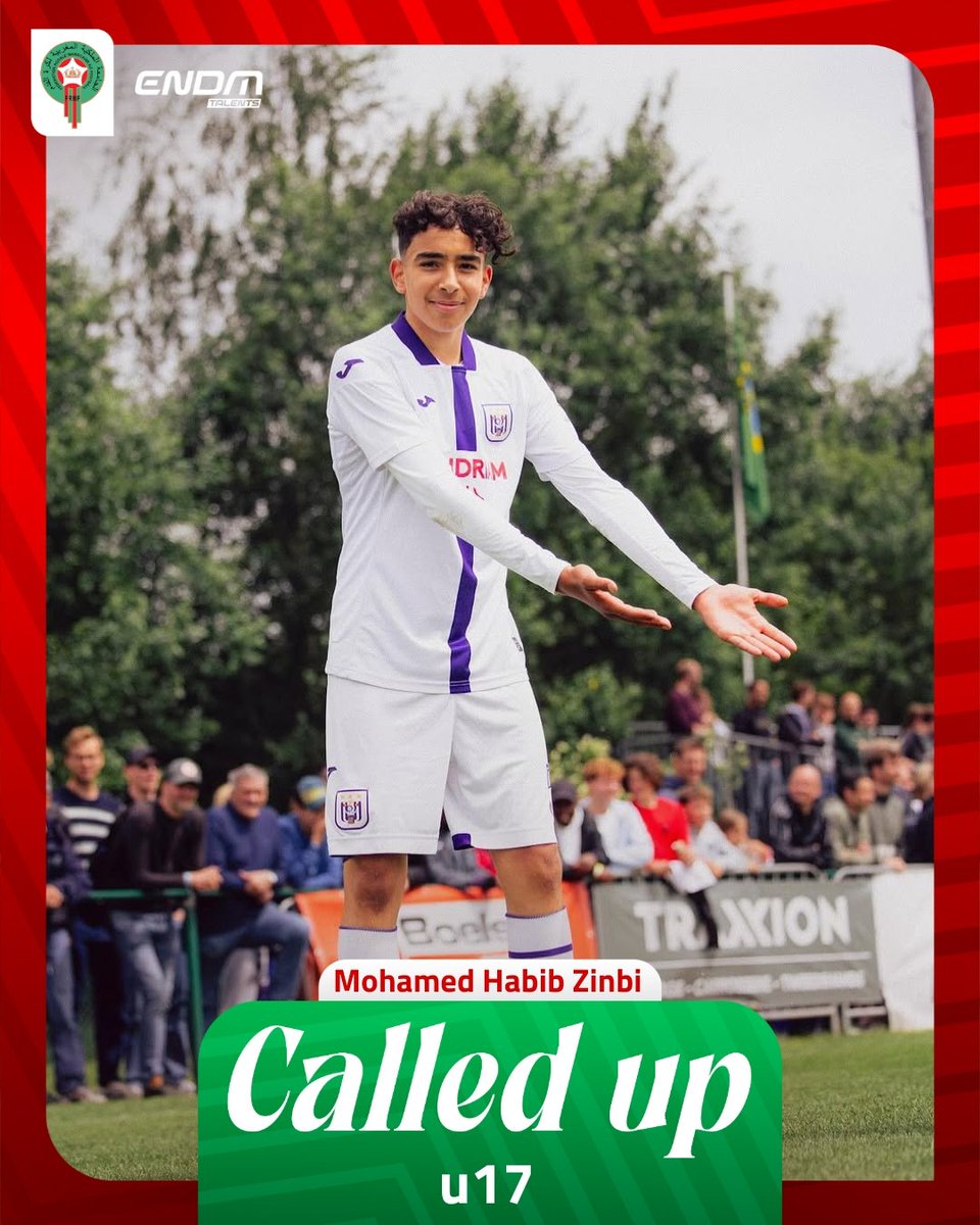 الظهير الأيسر لنادي أندرلخت محمد حبيب زينبي مستدعي لمعسكر المنتخب المغربي لأقل من 17 سنة.
#ENDM