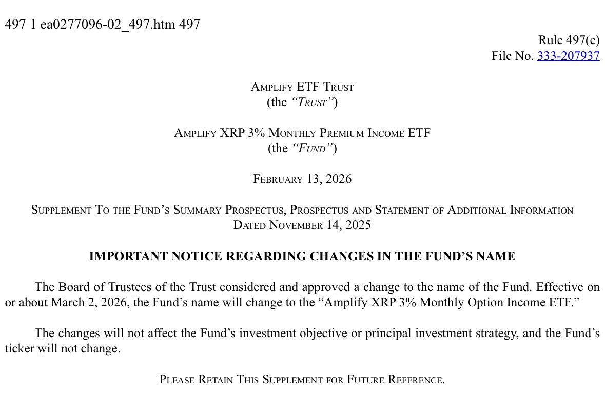 I like the idea of amplified XRP returns. And I really like options. I LOVE writing puts. And I like calls during periods of darkness and volatility. 

Just a name change 👇 
but a nice reminder, you can get regular income on XRP. 

Amplify ETF Trust