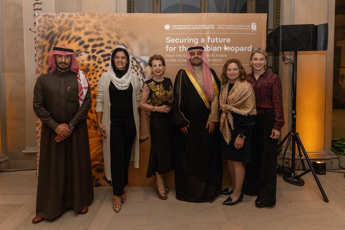 SaudiEmbassyUSA's tweet photo. On February 10, observed globally as the International Day of the Arabian Leopard, the @Smithsonian National Zoo and Conservation Biology Institute and the @RCU_SA advanced the next phase of their partnership to protect one of the world’s rarest big cats.

With fewer than 120 remaining in the wild, this collaboration strengthens conservation science, breeding, and rewilding efforts. HRH Ambassador @rbalsaud highlighted the importance of international partnerships in safeguarding the Arabian leopard for future generations. 🇸🇦🇺🇸🐆🌍
