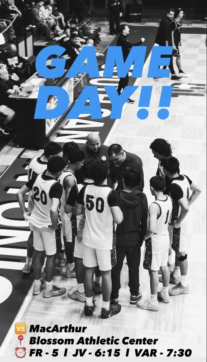 🏀 GAME DAY!! 🏀

Last road game of district play vs MacArthur tonight!

📍 Blossom Athletic Center
⏰ FR 5:00 - JV 6:15 - VAR 7:30
#BobcatHoops #RunAsOne 🐾🏀