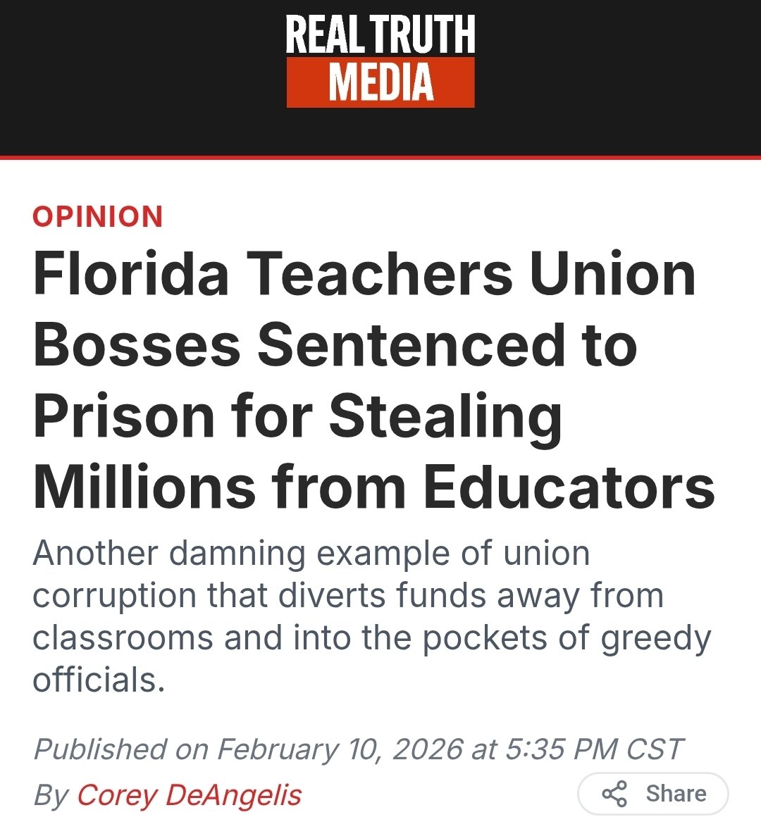 Florida Teachers Union Bosses Sentenced to Prison for Stealing Millions from Educators