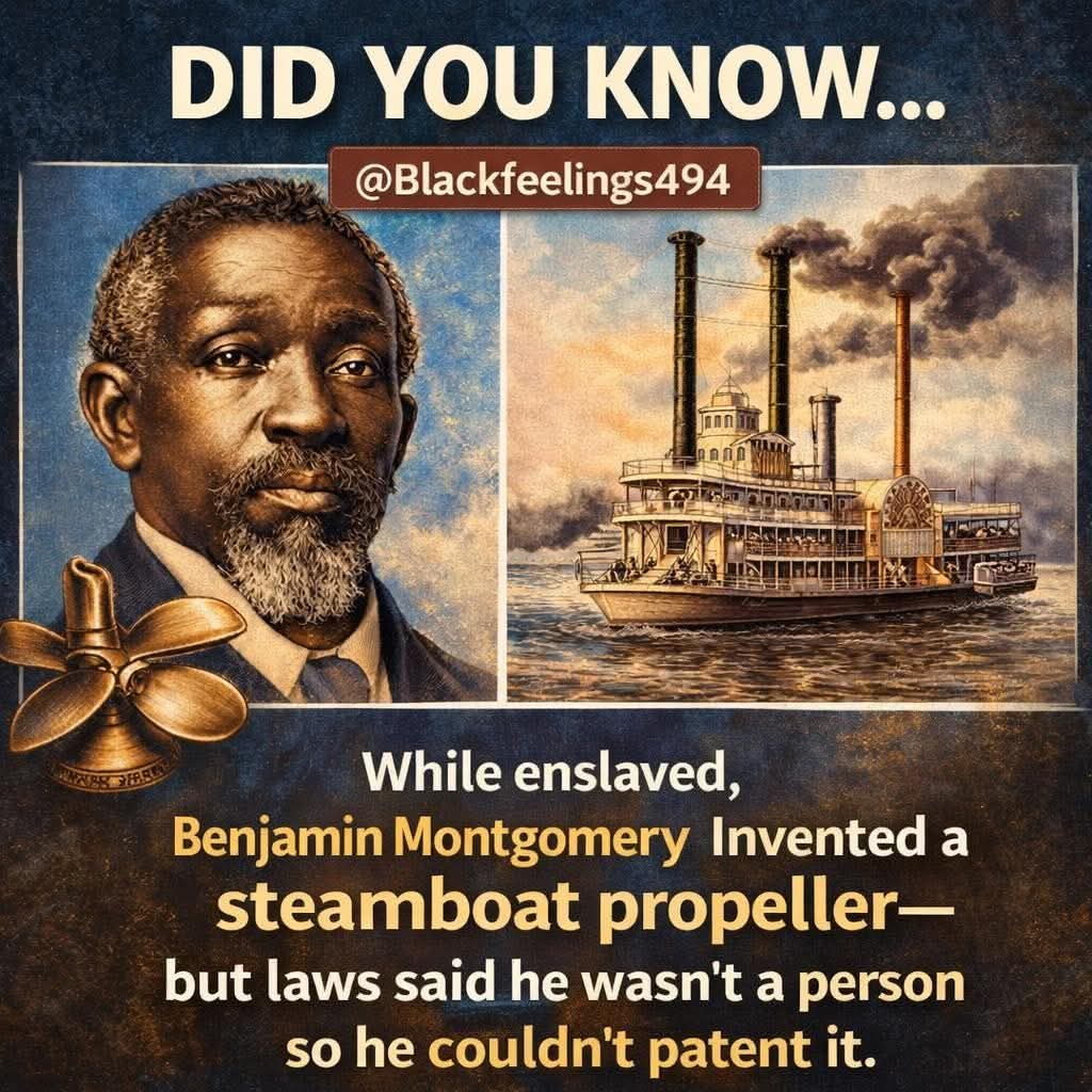 They said he wasn’t a person…
But his mind helped move an entire industry forward.

While enslaved, Benjamin Montgomery engineered a steamboat propeller designed to navigate the dangerous waters of the Mississippi.

But the law refused to recognize him as human — meaning he