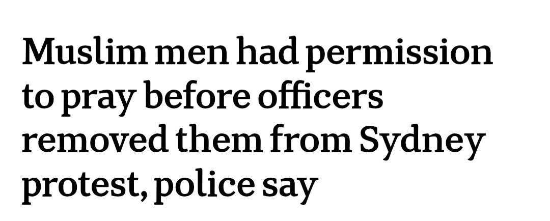 NSW Police admit the Muslim men had received police permission to pray during the Sydney protest before they were disrupted by officers!

Imagine the media outrage if this had been a Jewish group or a group of Catholic nuns! #SydneyProtest
abc.net.au/news/2026-02-1…