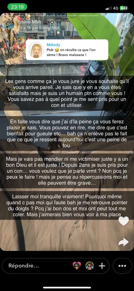 ouain ouain ouain pleure mtn ce que tu fais on te fera bravo ma go #Maissane #poupette #emine