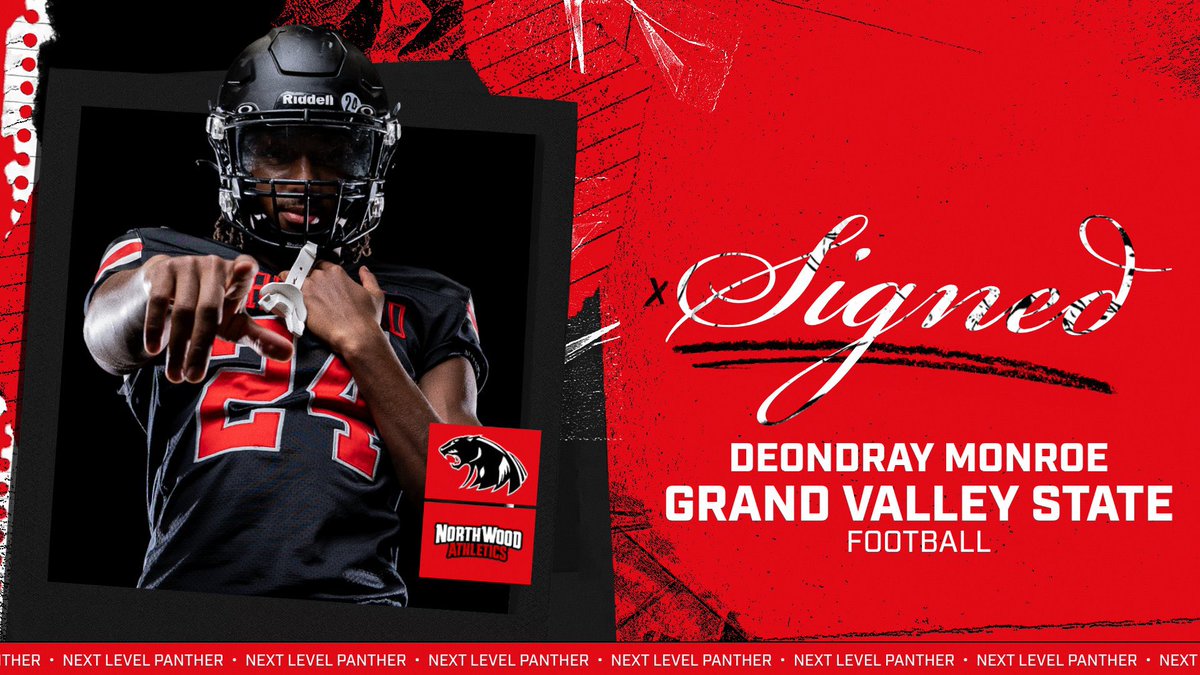 NWP_Athletics's tweet photo. Celebrating a Next Level Panther ✍️ 

Senior Deondray Monroe signed his Letter of Intent this winter to play football at Grand Valley State‼️ https://t.co/hdb83NwK2B