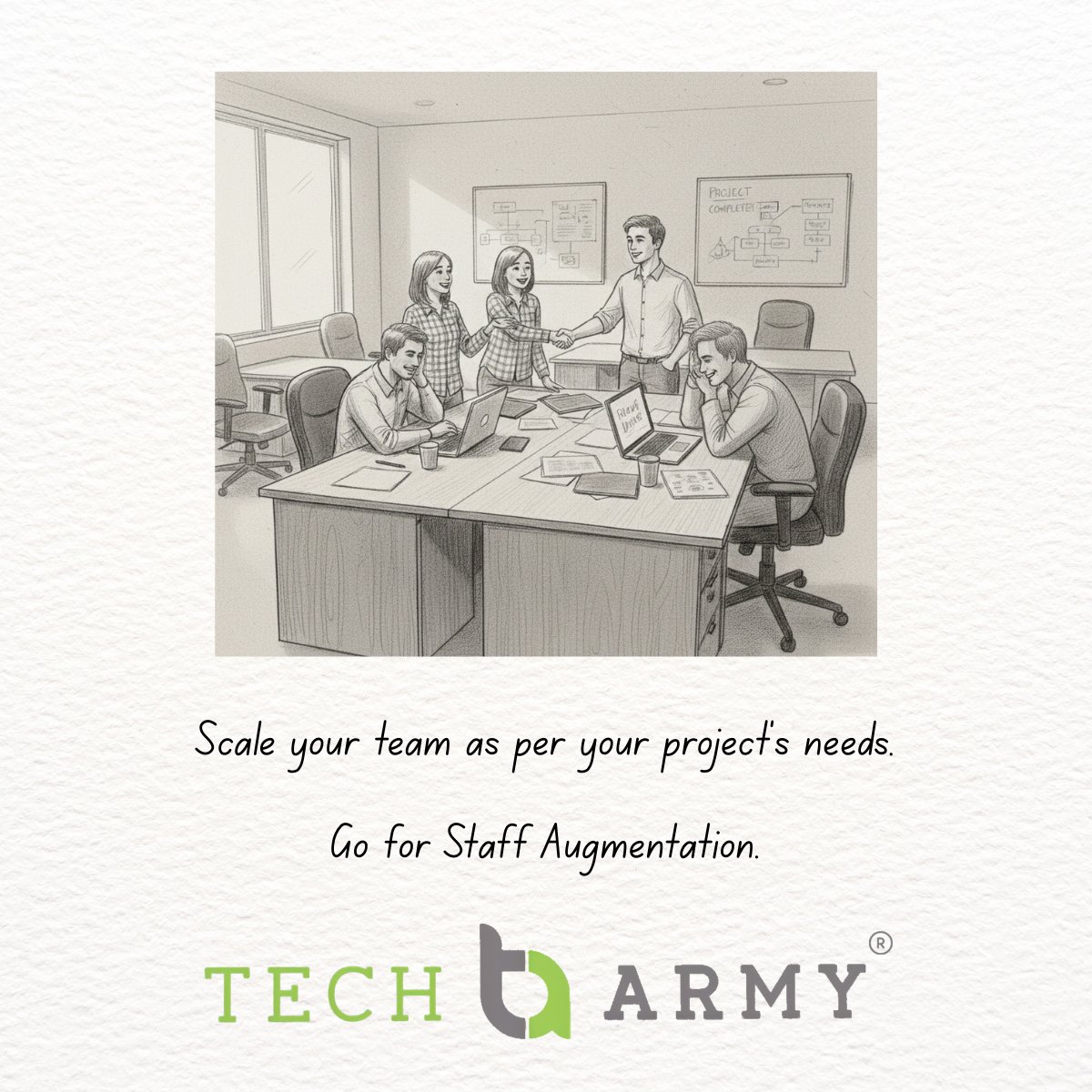 TechArmyLLC's tweet photo. Government agencies need flexibility. Staff augmentation allows teams to scale up during peak demand and scale down when projects conclude—without long-term hiring delays. https://t.co/3icygRxo1X