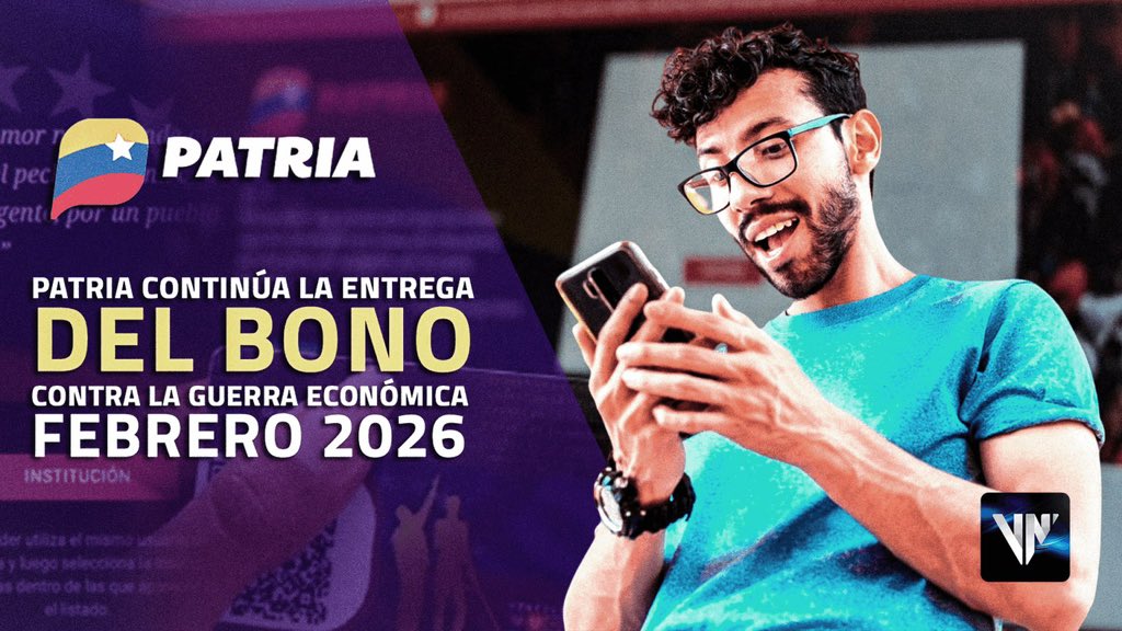 ¡Atención Venezuela! 🇻🇪🇻🇪🇻🇪

Patria continúa la entrega del Bono Contra la Guerra Económica febrero 2026
#Venezuela #13Febrero #Bono