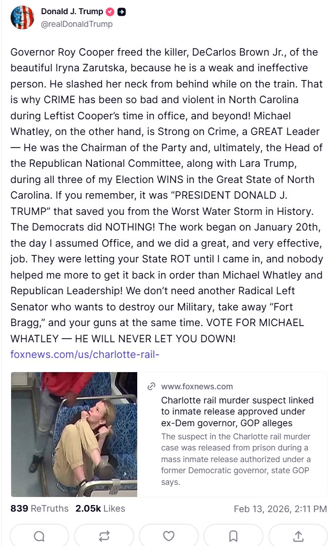 Trump: We have to restore order in North Carolina.