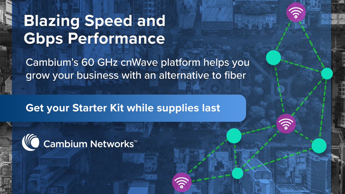 CambiumNetworks's tweet image. Try 60 GHz cnWave with Cambium’s global starter kit. Get multi-gigabit speeds, full node set &amp;amp; cnMaestro X for 90 days.

Get the details: cambiumnetworks.com/promotions/sav…

#60GHz #WirelessNetwork #GigabitWireless
