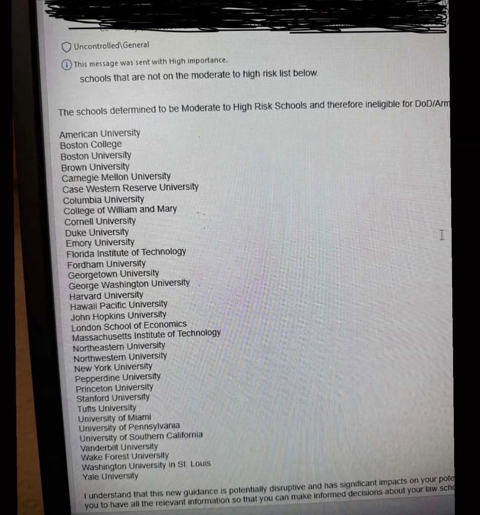 Wow ... both my college (Tufts University) and my law school (Harvard) have been banned by a drunken, adulterous, reprehensible, inept, dishonest FOOL. So have many of the finest institutions of learning in America. MAGA!!!🇺🇸 ... this administration is the worst, most corrupt,