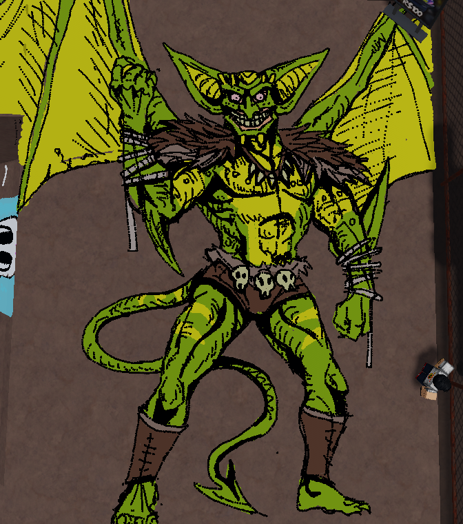 I hate drawing wings and I hate drawing chains, and I gave them all to this guy, ay yi yi....