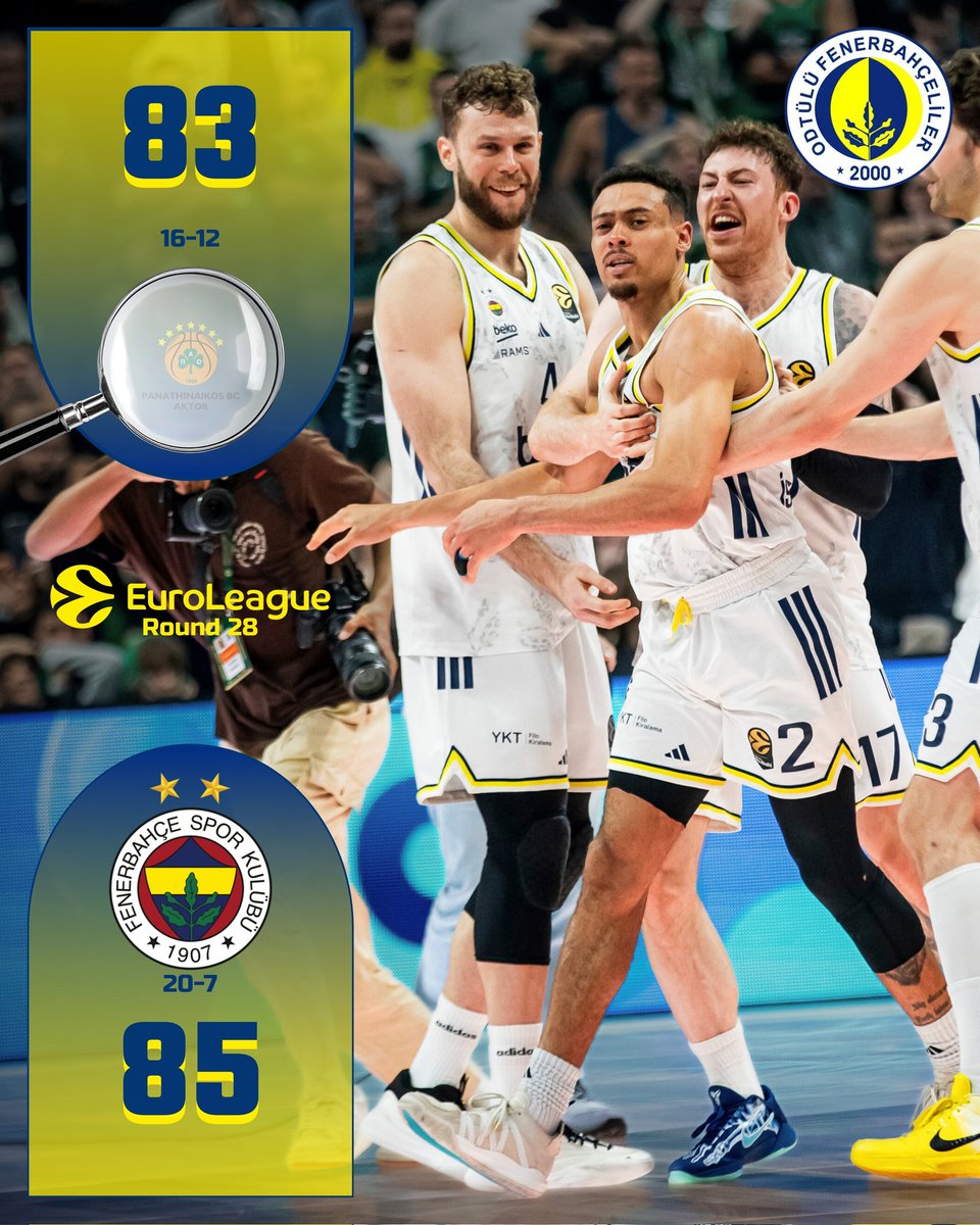 Fenerbahçemiz King Wade IV'nin buzzer beater sayısı ile OAKA'yı derin bir sessizliğe gömüyor. Skor: 85-83.
#yellowlegacy 💛💙
MVP: Tarık Biberovic
#kampüstekifenersesi #odtüfeb