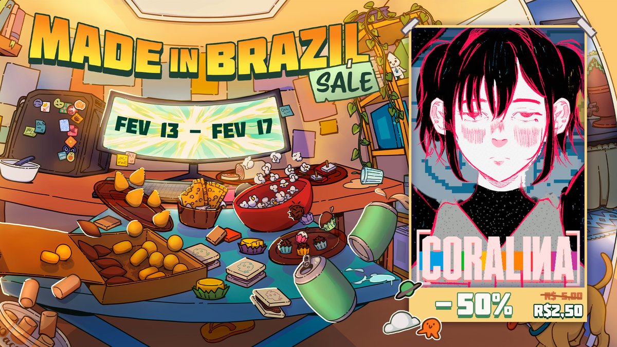 ZNTProd's tweet photo. A #MadeinBrazilSale começou! Aproveite pra conhecer vários jogos da ZNT, com promoções especiais e demos pra jogar!

Bellochia: https://t.co/ThCCBCN8j6
CHAINSAW: https://t.co/ueDmKt9Sg2
Coralina: https://t.co/mtlP869hXA
Coralina: A Memory's Tale - https://t.co/RbB7TqKEBX https://t.co/A9QCR7Kf8B