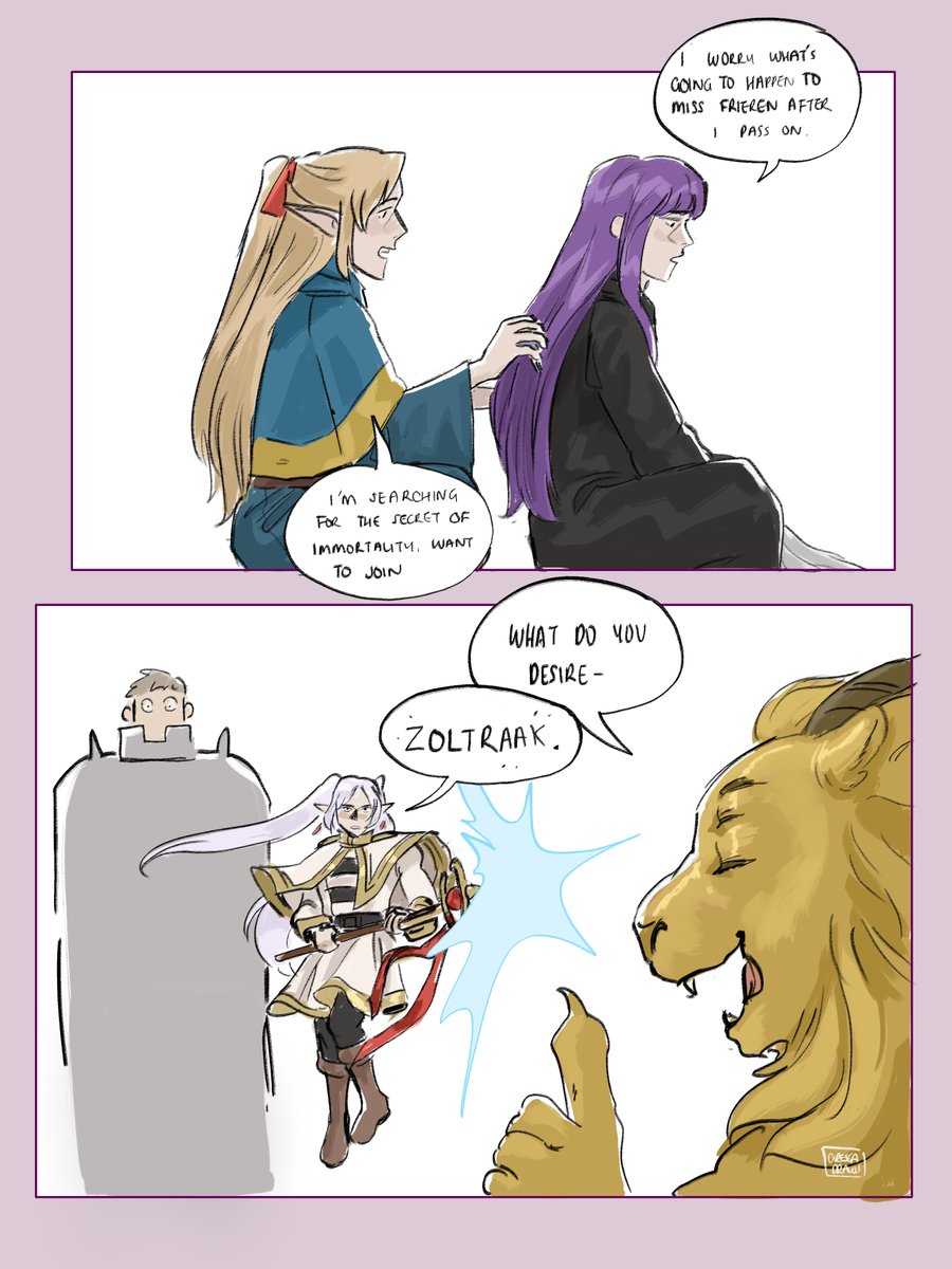 greseadraws's tweet image. elf mage switch pt 2 #frieren #dungeonmeshi